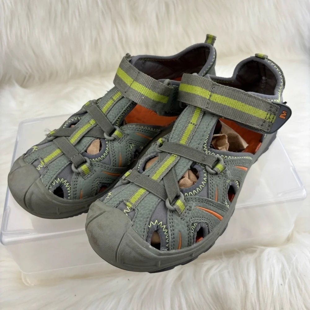Merrell Grey Sport Hiking Sandals with Closed Toe and Rugged Sole